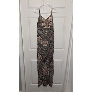 LASCANA Multi Print patchwork Maxi Dress Sz 10 boho spaghetti strap